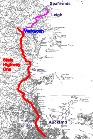 Map Auckland to Leigh