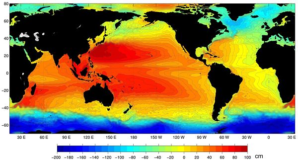 ocean topography or sea level for all oceans