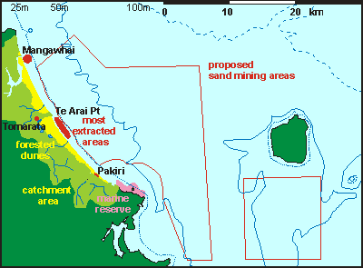 Map of the Pakiri-Mangawhai area
