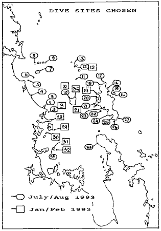 survey01: Dive sites visited