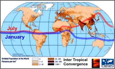 Intertropical convergence rain zone ITC