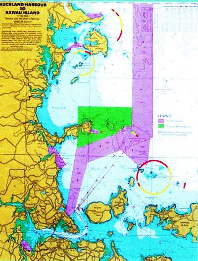 Chart showing Tiritiri marine reserve proposal