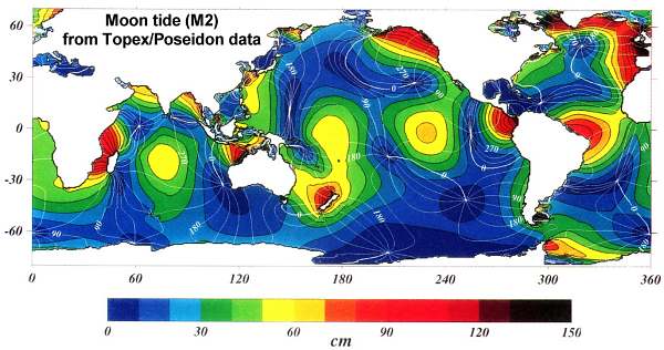 tide waves encircling the world - topex/poseidon