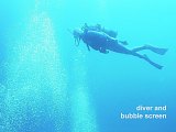 diver and bubble screen